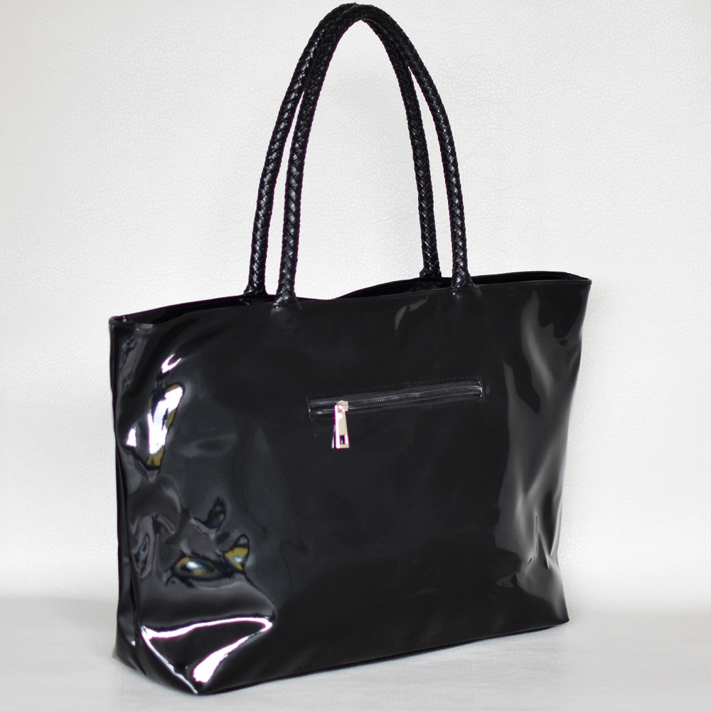 крада Arrowhead Вятър Евтина лачена дамска чанта от еко кожа голяма за носене под мишница черна -  Онлайн магазин за чанти LuxZona.eu