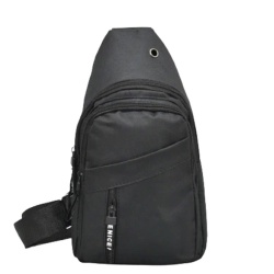 Мъжка чанта-раница от плат, за през гърди, рамо или гръб, черна