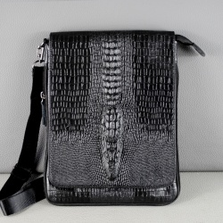 Мъжка чанта от естествена кожа тип плик с крокодил височина 28 см.