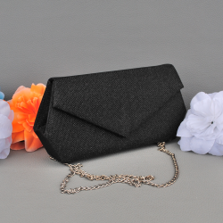 Клъч официална дамска чанта нестандартна форма черен