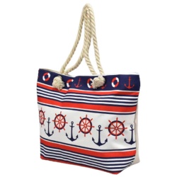 Плажна чанта Котви, с дръжки от въже за носене под мишница