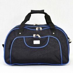 Пътна чанта от водонепропусклив плат 50/30/25 см черна със сини кантове
