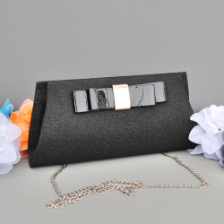 Официална дамска чанта клъч, тип плик с декоративна панделка