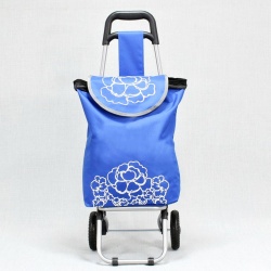 Пазарска количка Цветя с метална сгъваема рамка синя