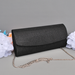 Клъч - дамска бална чанта със заоблен капак черен