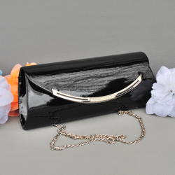 Бална дамска чанта клъч лачена с елегантен овален капак