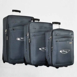 Комплект куфари с 2 колелца 3 броя текстилни с разширение и джобове тъмно сив