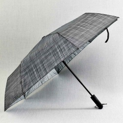 Мъжки чадър за дъжд, автоматичен, 8 ребра, сиво-черно каре