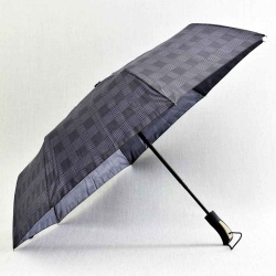 Мъжки чадър за дъжд, автоматичен, 8 ребра, черен с ефектно каре