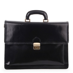 Луксозна бизнес чанта 100% естествена кожа Италия класически модел черна