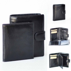 Мъжки портфейл от естествена кожа 2в1 с вадещ се калъф за документи, луксозен модел, черен