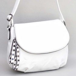 Дамска чанта за през рамо, тип преметка, от висококачествена еко кожа, бяла