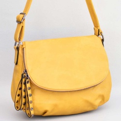 Дамска чанта за през рамо, тип преметка, от висококачествена еко кожа, горчица