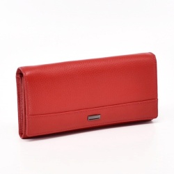 Дамско портмоне от телешка кожа с високо качество класически модел червено