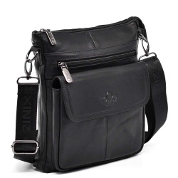 Мъжка чанта от естествена кожа с високо качество, височина 26 см, черна