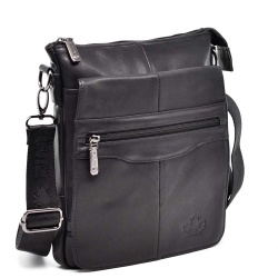 Мъжка чанта от естествена кожа с високо качество, тип плик, височина 26 см, черна