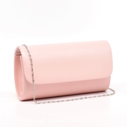 Клъч официална дамска чанта от еко кожа българска бледо розова