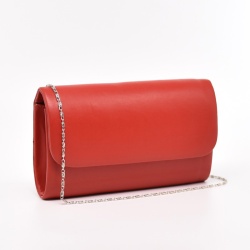 Клъч официална дамска чанта от еко кожа българска червена