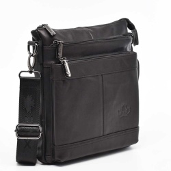 Мъжка чанта от естествена кожа с високо качество, височина 26 см, елегантен модел, черна