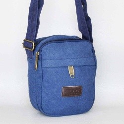 Мъжка чанта от плат, евтин модел синя