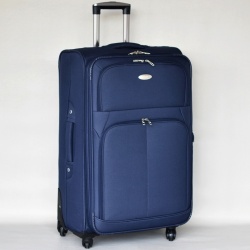 Куфар с 4 колелца текстилен с разширение и джобове голям 75/45/30+5 см син