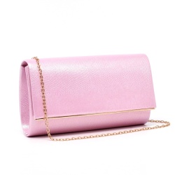 Клъч официална дамска чанта ефектен капак лек релеф нов модел розова