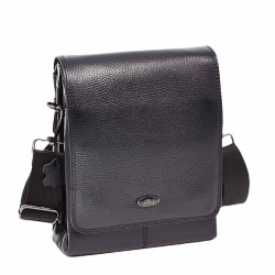 Мъжка чанта от естествена кожа с фиксирани магнити височина 24 см луксозен модел черна