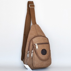 Мъжка чанта-раница за през гърди,рамо или гръб  кафява от брезент
