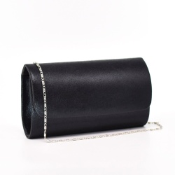 Официална дамска чанта от плат с блестяща нишка черна