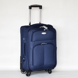Куфар с 4 колелца текстилен с разширение и джобове малък 57/35/24+5 см син