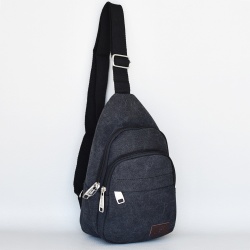 Мъжка чанта-раница за през гърди,рамо или гръб тъмно сива от брезент
