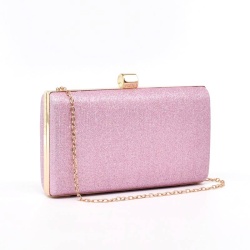 Клъч официална дамска чанта от еко кожа твърда топ модел розова