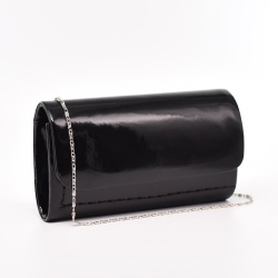 Официална лачена дамска чанта от еко кожа българска черна