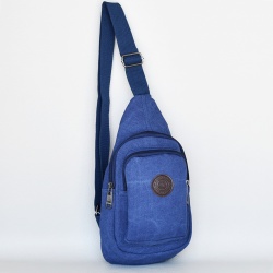Мъжка чанта-раница за през гърди,рамо или гръб от брезент синя
