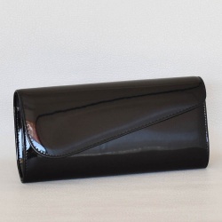 Клъч, тип плик-официална лачена дамска чанта, българска черна