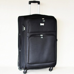 Куфар с 4 колелца текстилен с джобове и разширителен цип голям 75/45/30+5 см черен