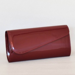 Клъч, тип плик-официална лачена дамска чанта, българска бордо