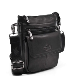Мъжка чанта от естествена кожа с високо качество, височина 22 см, черна