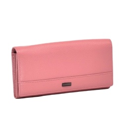 Дамско портмоне от телешка кожа с високо качество класически модел розово