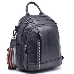 Дамска раница-чанта от естествена кожа,топ качество, спортно-елегантен модел, черна