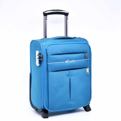 Текстилен куфар с колелца и телескопична дръжка, 42/31/18 см, светло син