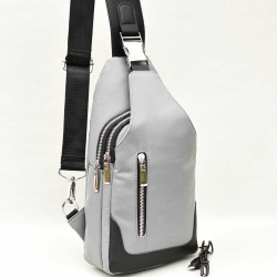 Мъжка чанта-раница с USB кабел, за през гърди, гръб, ляво или дясно рамо, сива