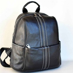 Дамска раница-чанта от естествена кожа, висококачествена, класически модел, черна
