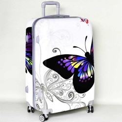 Куфар поликарбон с картинка красива пеперуда голям размер
