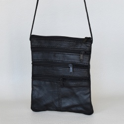 Плоска чанта-портмоне от естествена кожа подходяща за носене под дреха