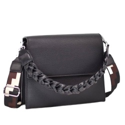 Дамска чанта за през рамо с ефектни дръжки малка черна