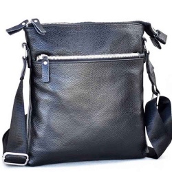Мъжки чанти: Мъжка чанта от естествена телешка кожа, тип плик, височина 27 см, черна