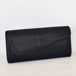 Клъч, тип плик-официална дамска чанта, българска черна с ламе