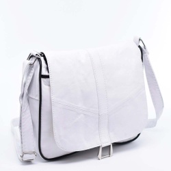 Дамска чанта от естествена кожа на парчета, с дълга дръжка за през рамо, нов модел, бяла