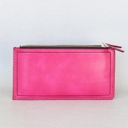 Евтино дамско портмоне от еко кожа с много отделения за карти розово